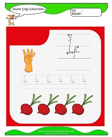 4 Rakamı Çizgi Çalışmaları Çalışma Sayfaları